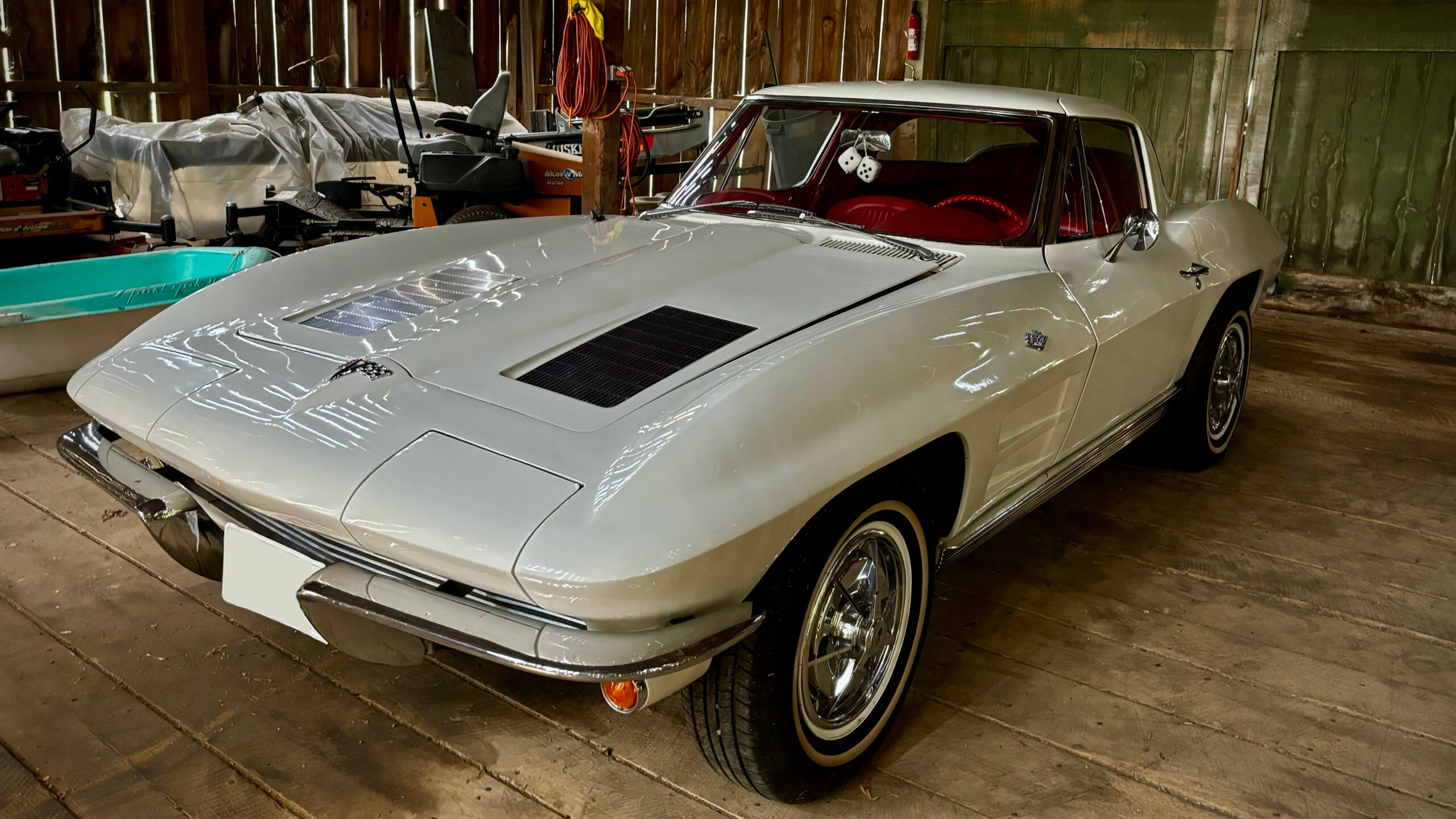 Classic Corvette in a barn