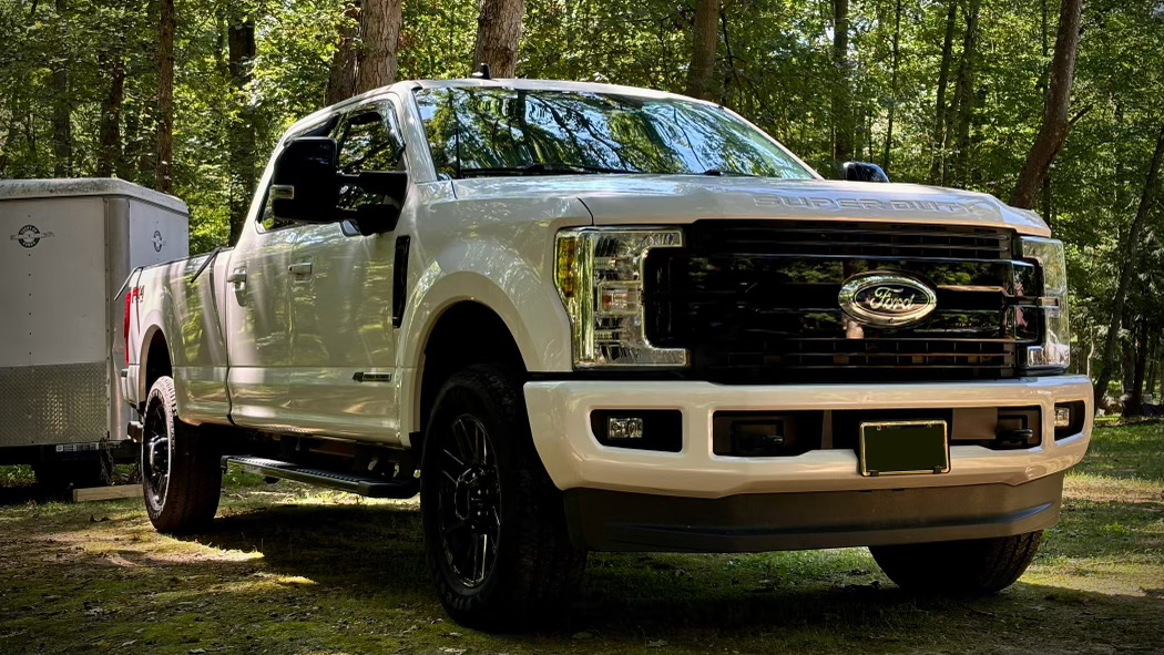 White Ford F-350 with fresh ceramic coating